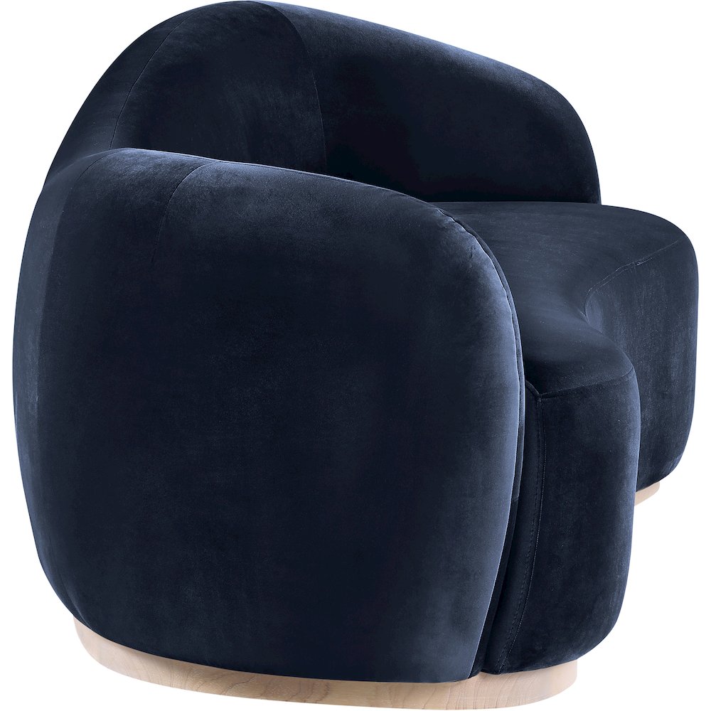 Gustavo 92.5" Navy Velvet Upholstered Sofa. Picture 3