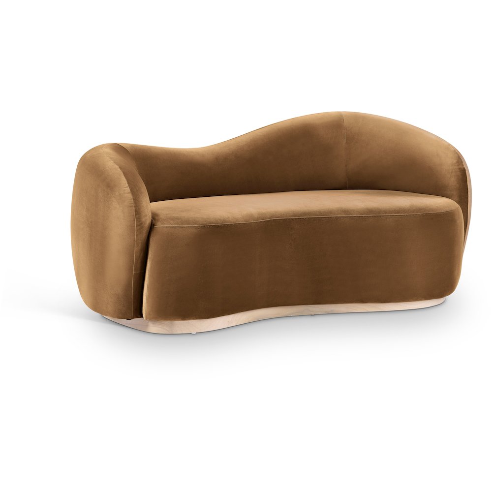 Gustavo 72.5" Saddle Velvet Upholstered Loveseat. Picture 1