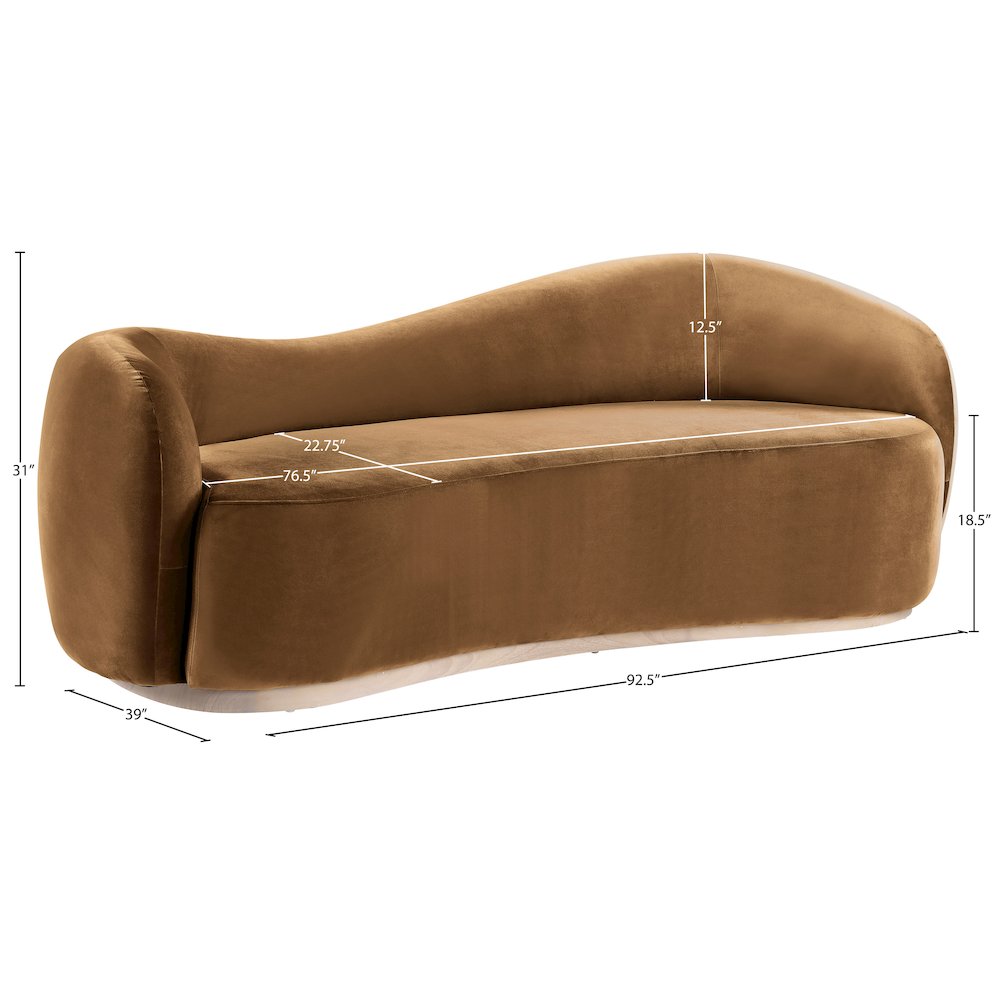 Gustavo 92.5" Saddle Velvet Upholstered Sofa. Picture 7