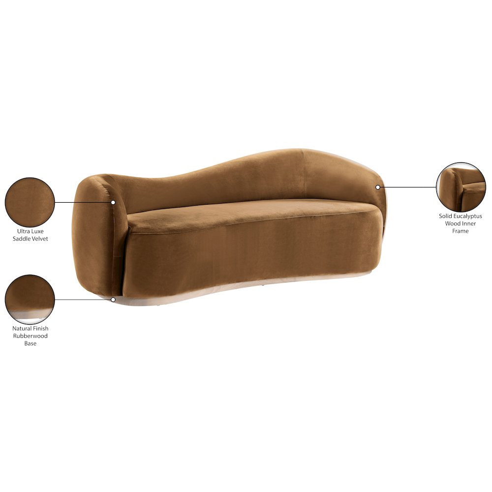 Gustavo 92.5" Saddle Velvet Upholstered Sofa. Picture 8