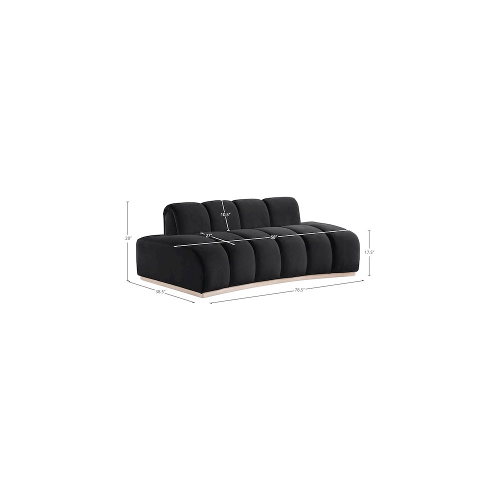 Jace Black Velvet Loveseat. Picture 7