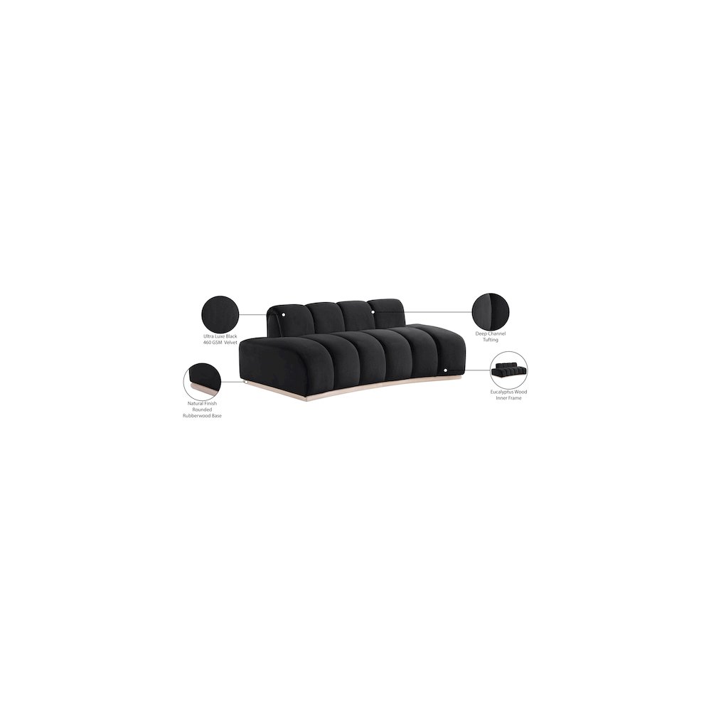 Jace Black Velvet Loveseat. Picture 8