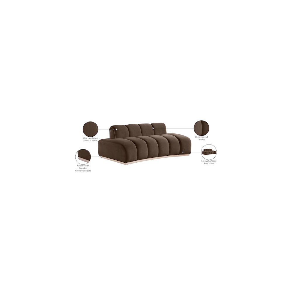 Jace Brown Velvet Loveseat. Picture 8