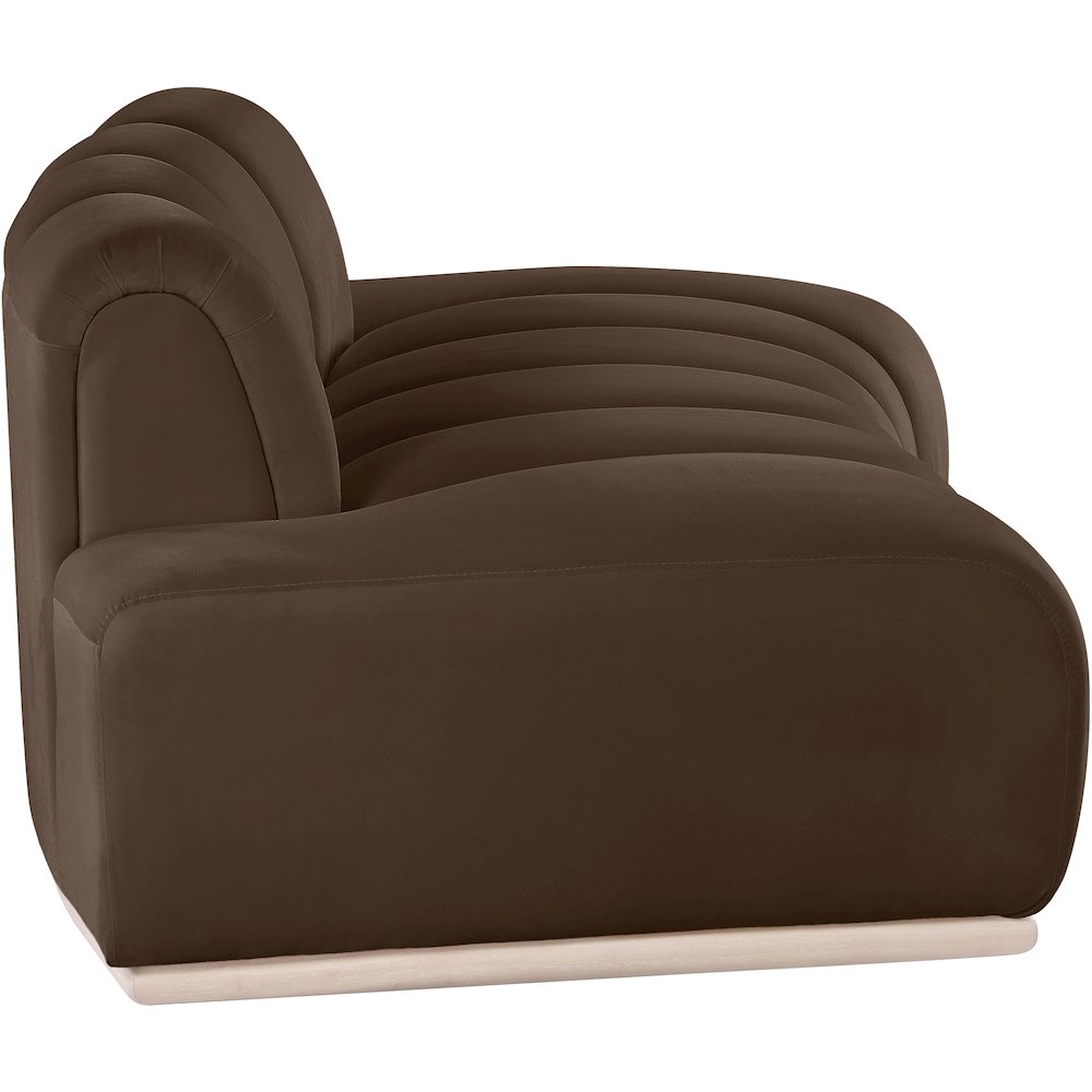 Jace Brown Velvet Loveseat. Picture 3