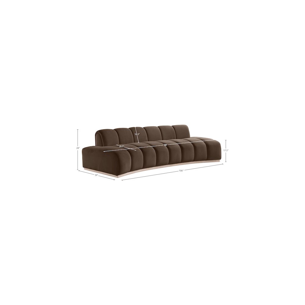 Jace Brown Velvet Sofa. Picture 7