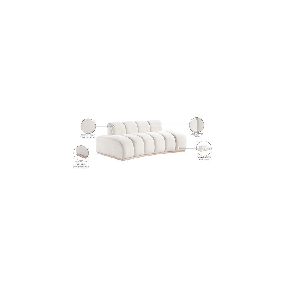 Jace Cream Velvet Loveseat. Picture 8
