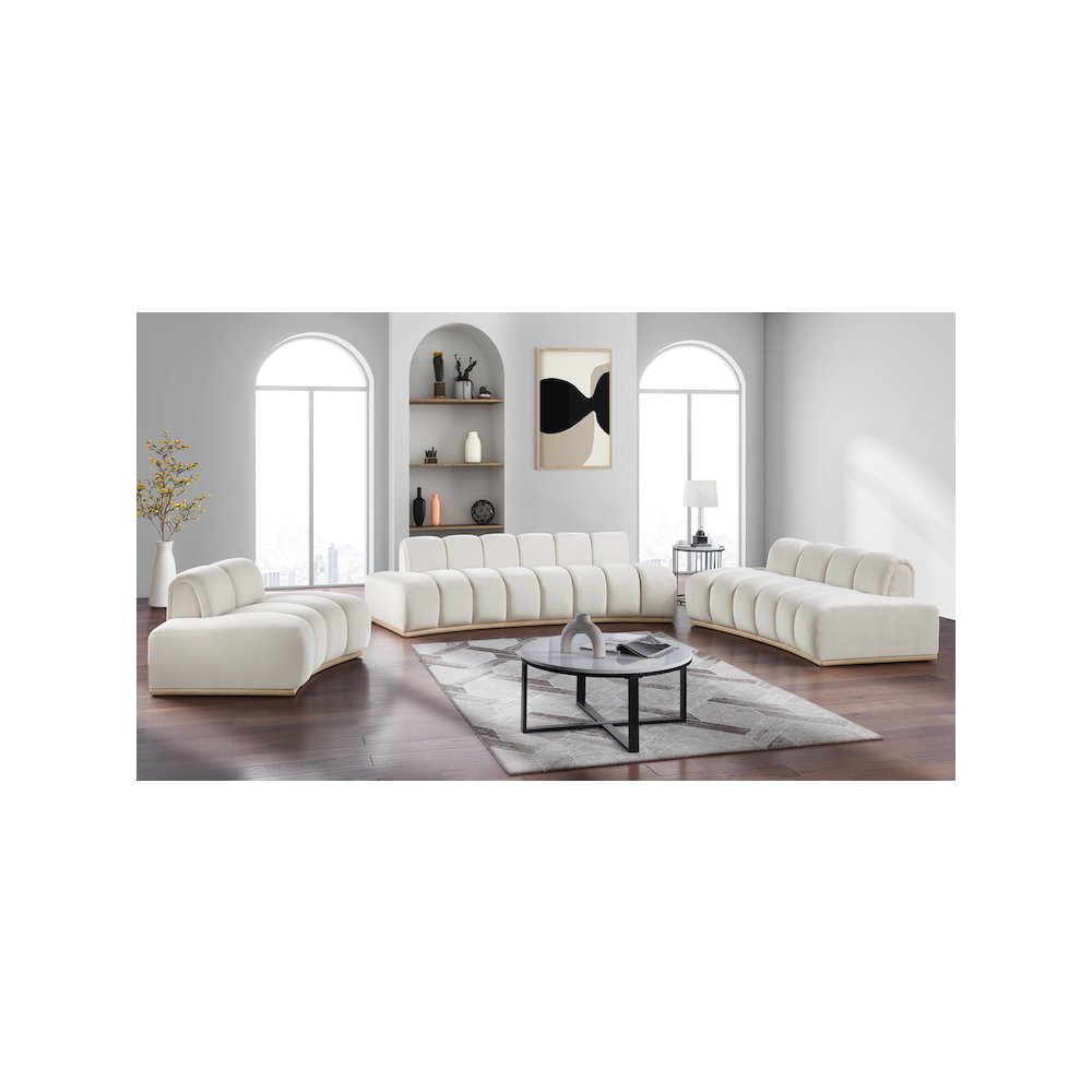 Jace Cream Velvet Loveseat. Picture 6