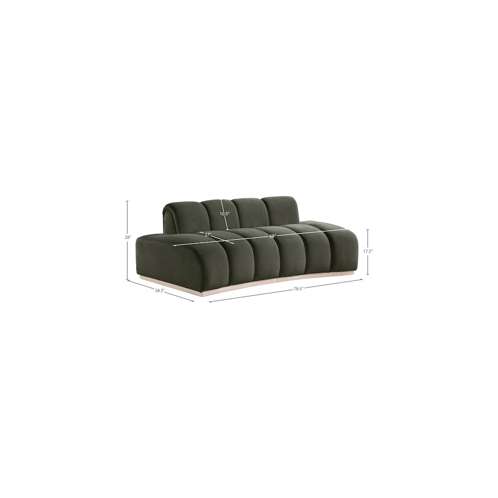 Jace Green Velvet Loveseat. Picture 7