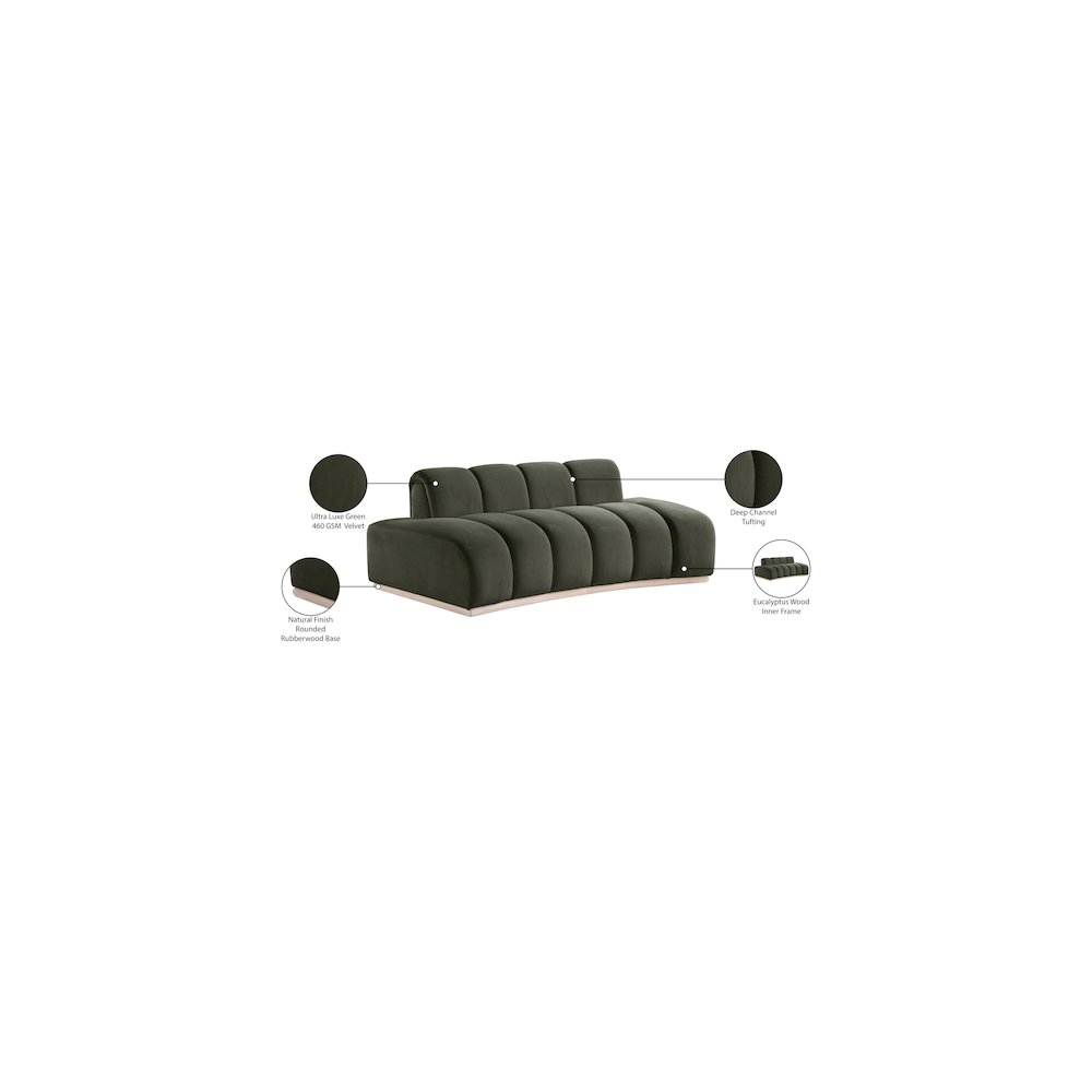 Jace Green Velvet Loveseat. Picture 8
