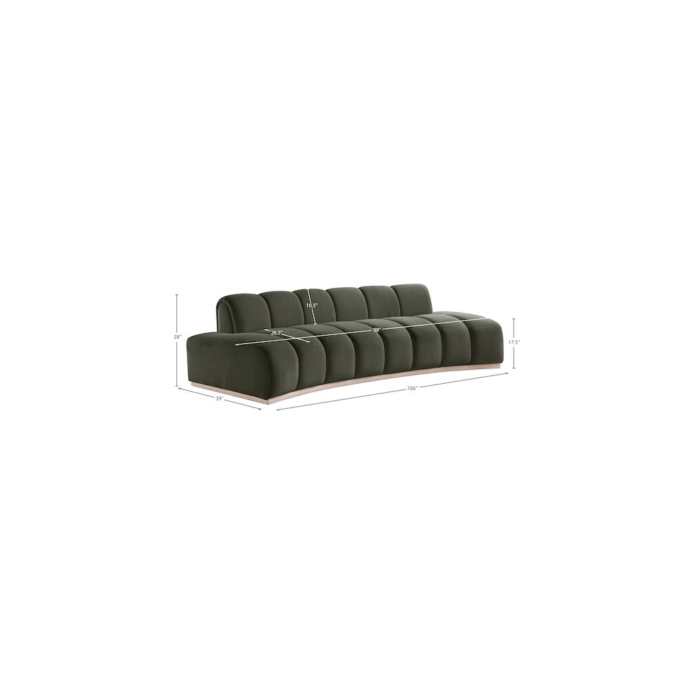 Jace Green Velvet Sofa. Picture 7