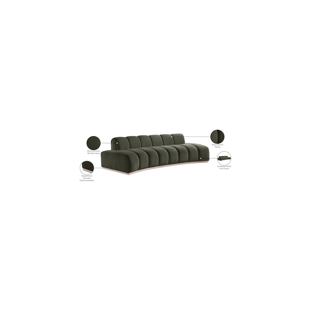 Jace Green Velvet Sofa. Picture 8