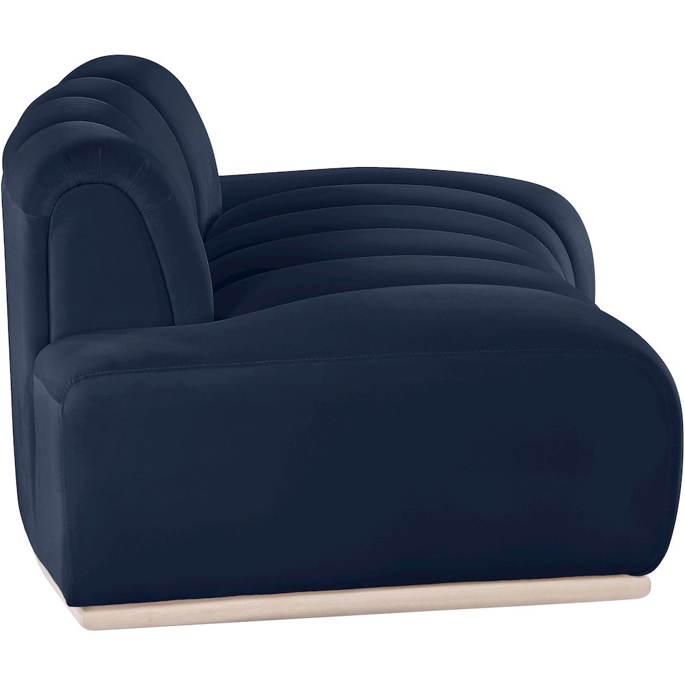 Jace Navy Velvet Loveseat. Picture 3