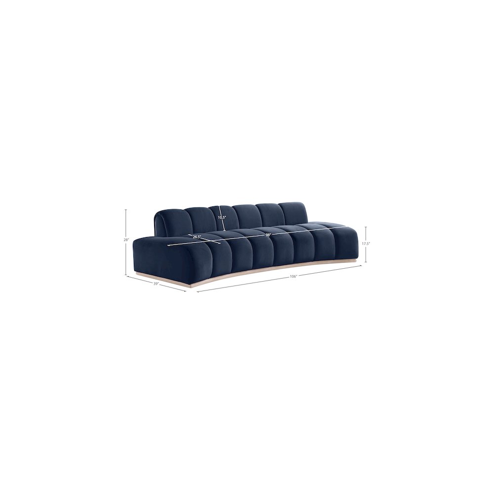 Jace Navy Velvet Sofa. Picture 7