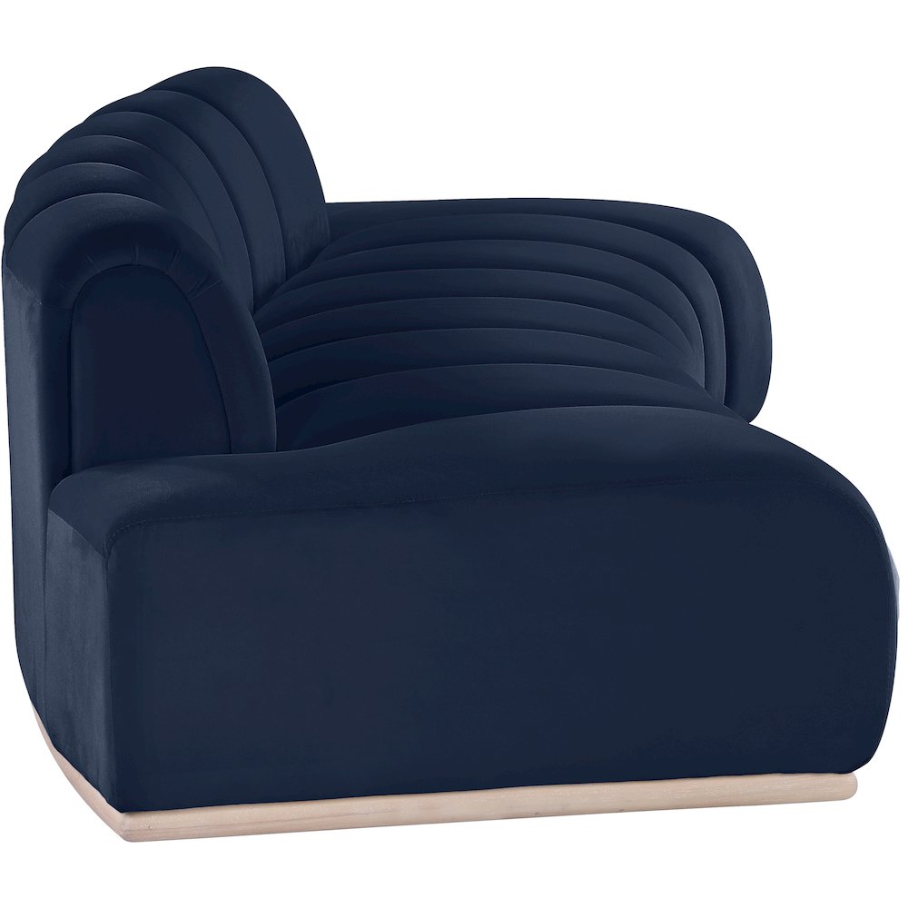 Jace Navy Velvet Sofa. Picture 3