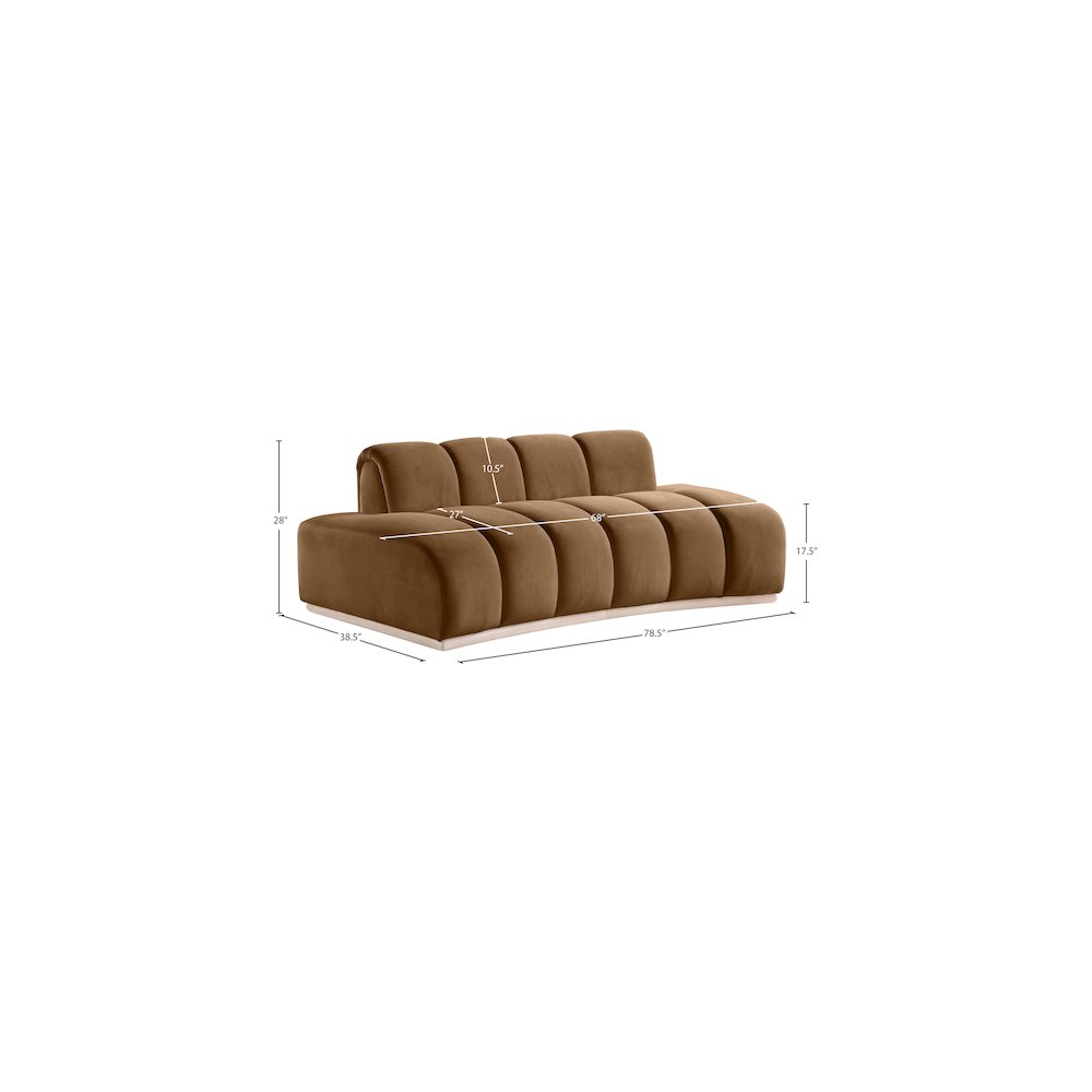 Jace Saddle Velvet Loveseat. Picture 7