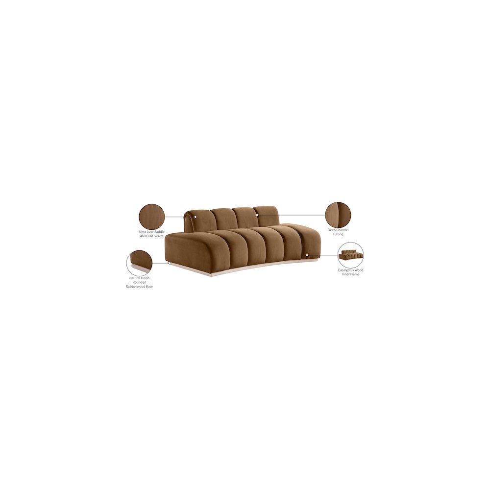 Jace Saddle Velvet Loveseat. Picture 8