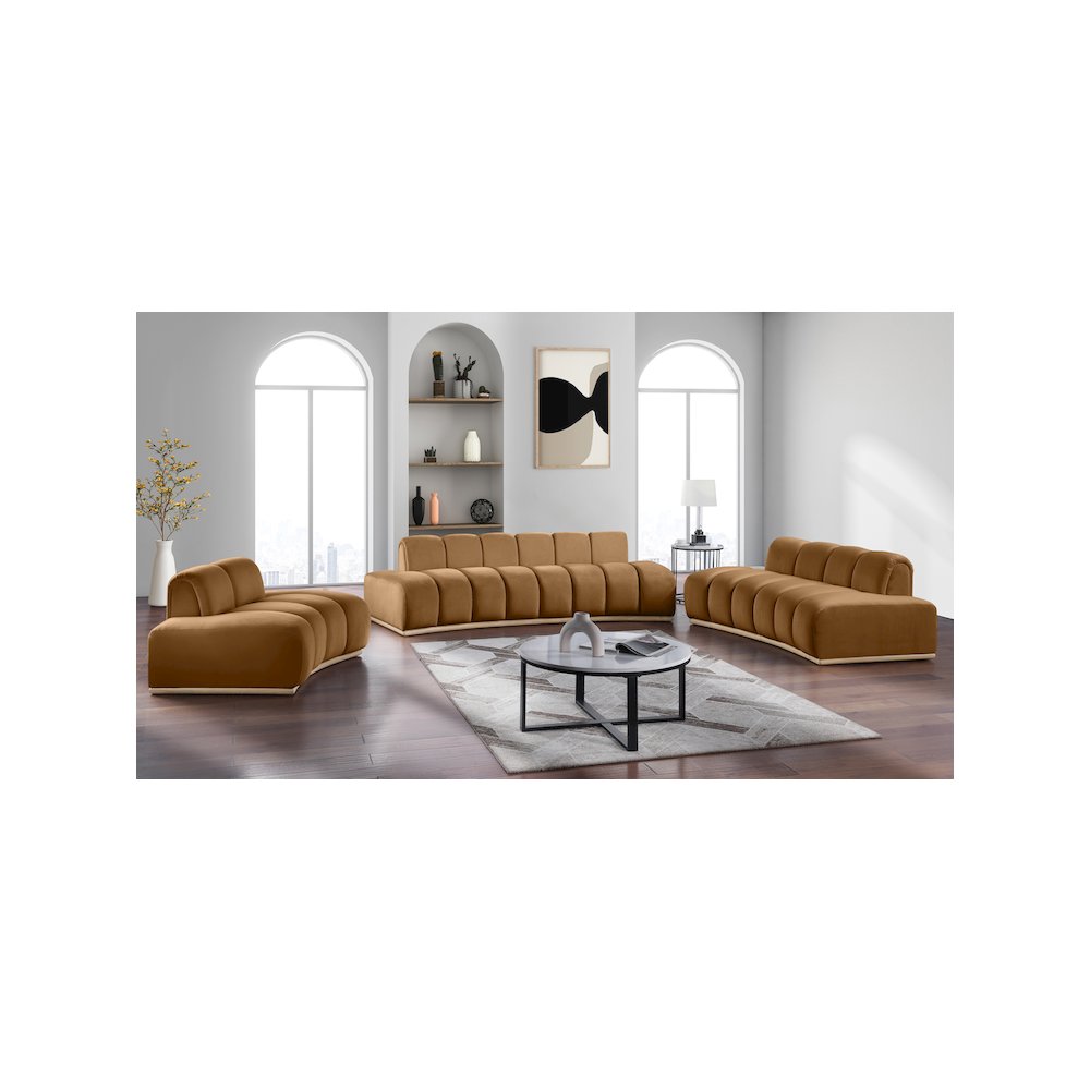 Jace Saddle Velvet Loveseat. Picture 6