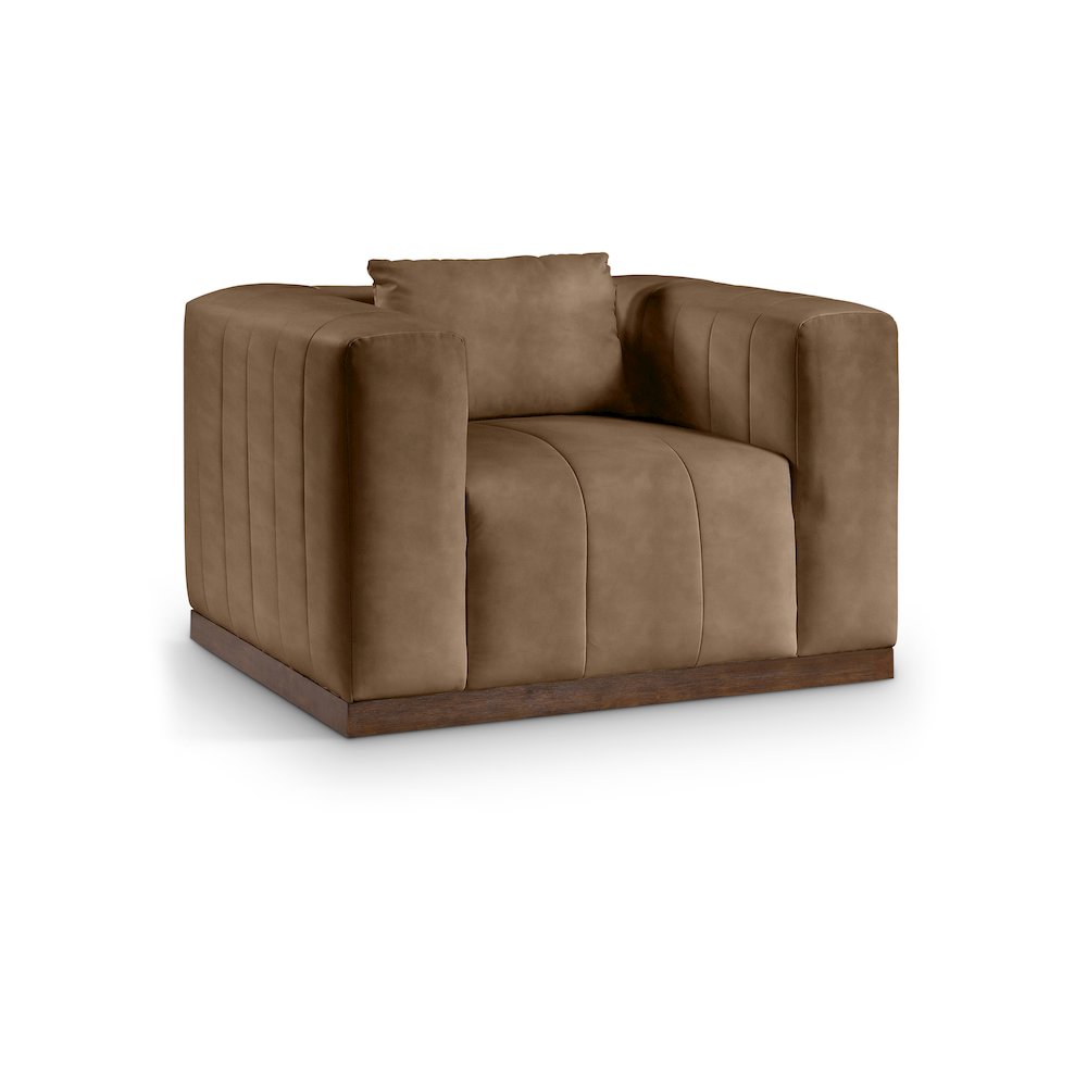 Mallina Brown Vegan Leather Chair. Picture 1