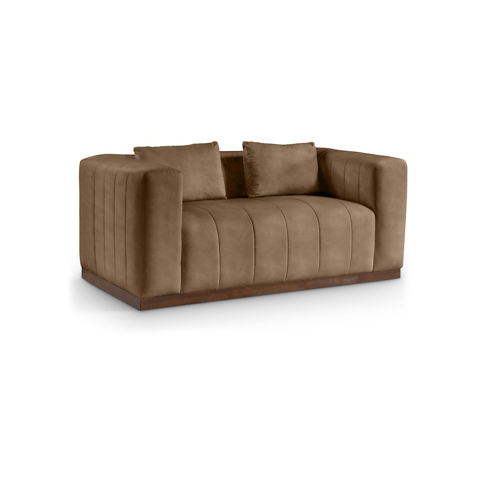 Mallina Brown Vegan Leather Loveseat. Picture 1