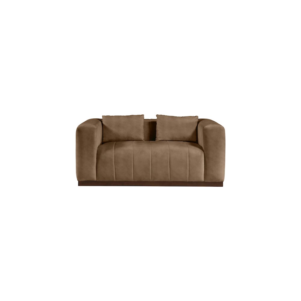 Mallina Brown Vegan Leather Loveseat. Picture 3
