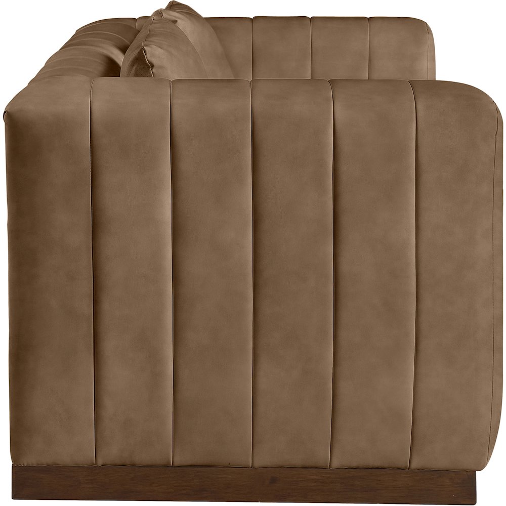 Mallina Brown Vegan Leather Loveseat. Picture 4
