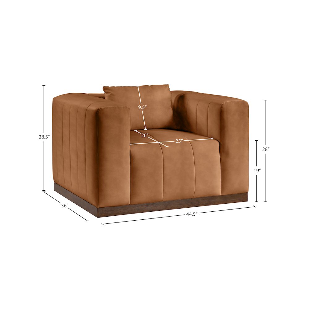 Mallina Cognac Vegan Leather Chair. Picture 7