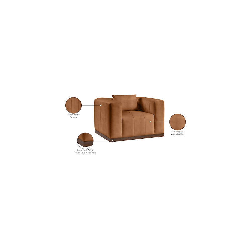 Mallina Cognac Vegan Leather Chair. Picture 8