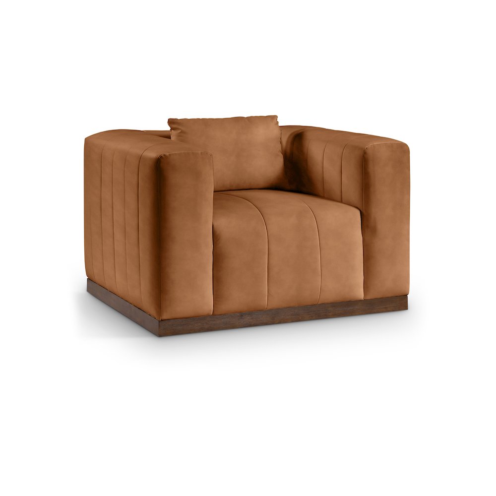 Mallina Cognac Vegan Leather Chair. Picture 1