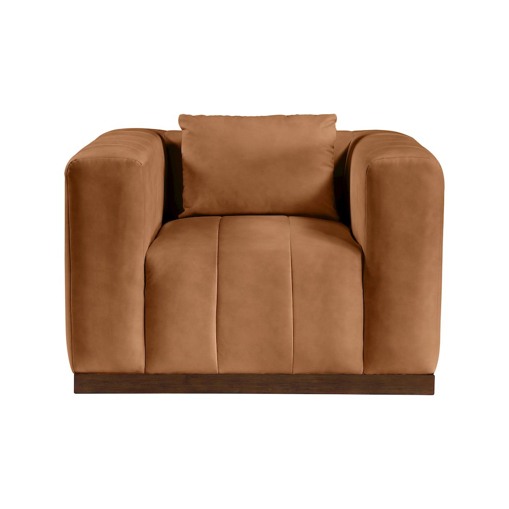Mallina Cognac Vegan Leather Chair. Picture 3