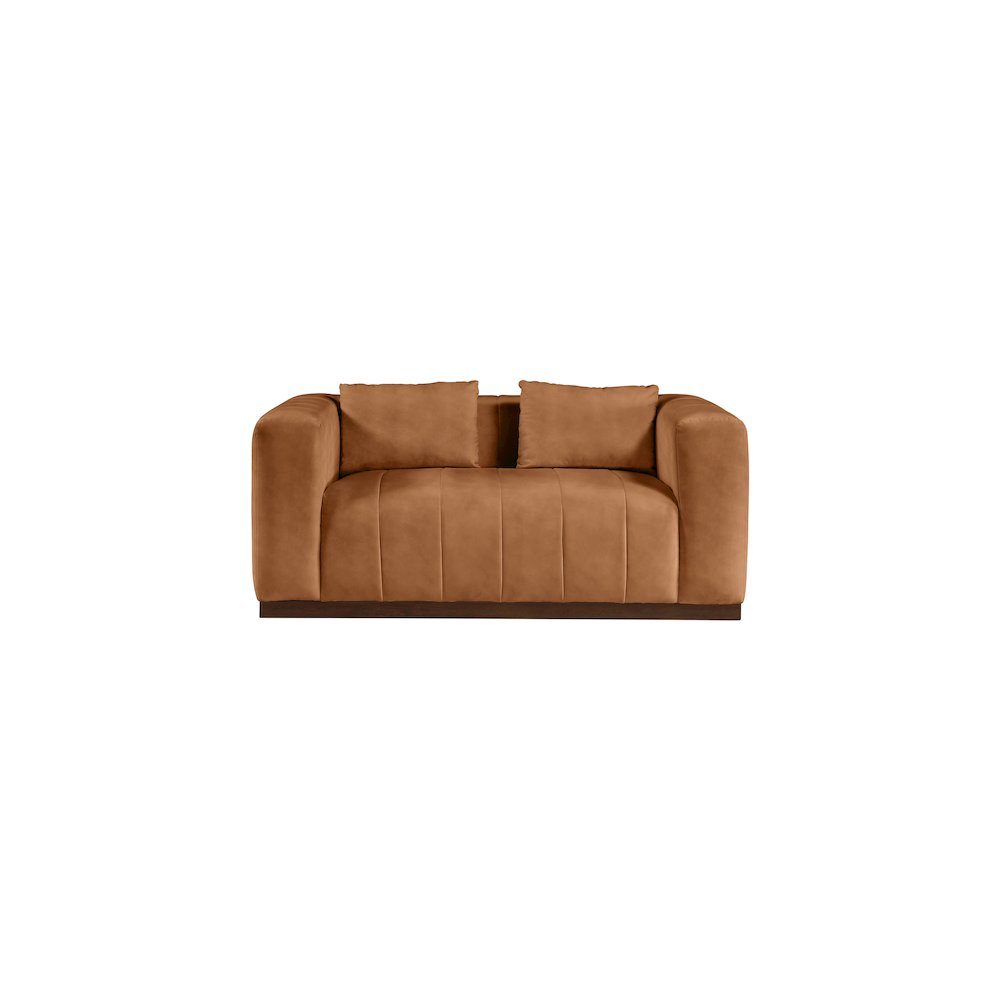 Mallina Cognac Vegan Leather Loveseat. Picture 3