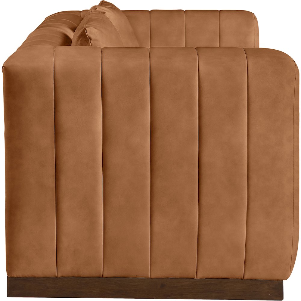 Mallina Cognac Vegan Leather Loveseat. Picture 4