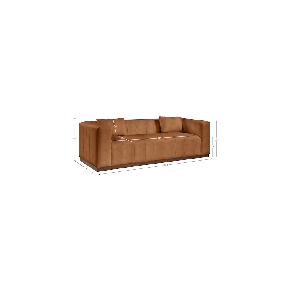 Mallina Cognac Vegan Leather Sofa. Picture 7