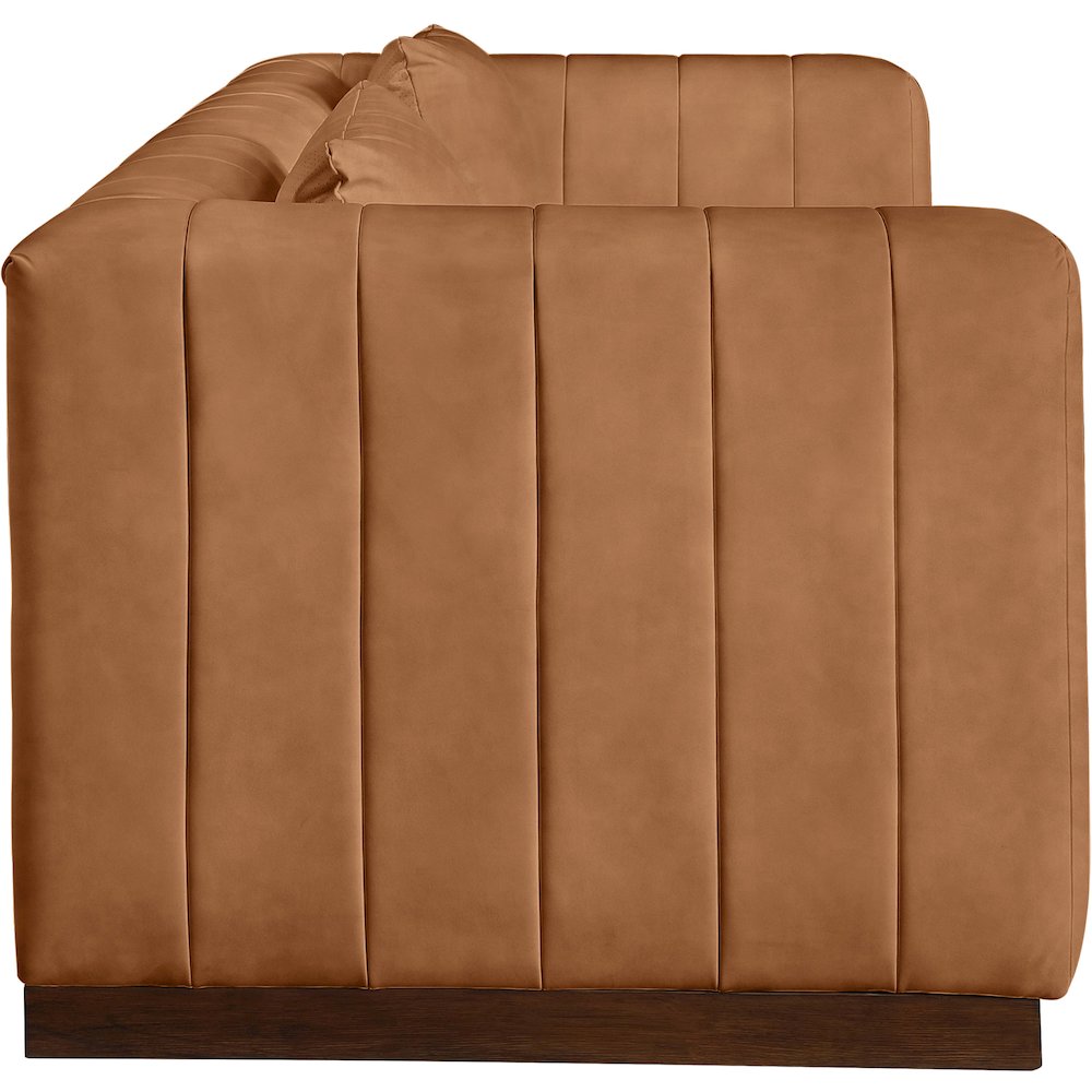 Mallina Cognac Vegan Leather Sofa. Picture 4