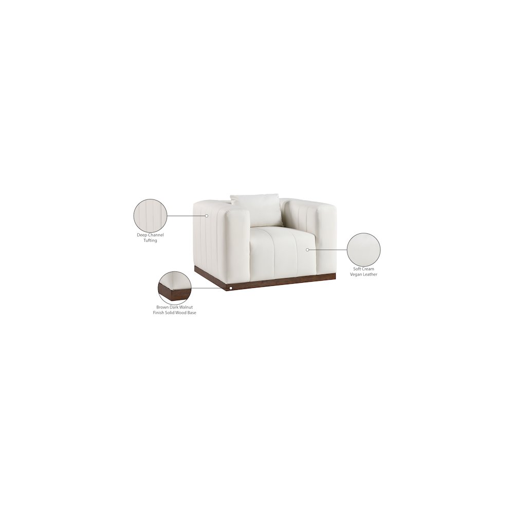 Mallina Cream Vegan Leather Chair. Picture 8