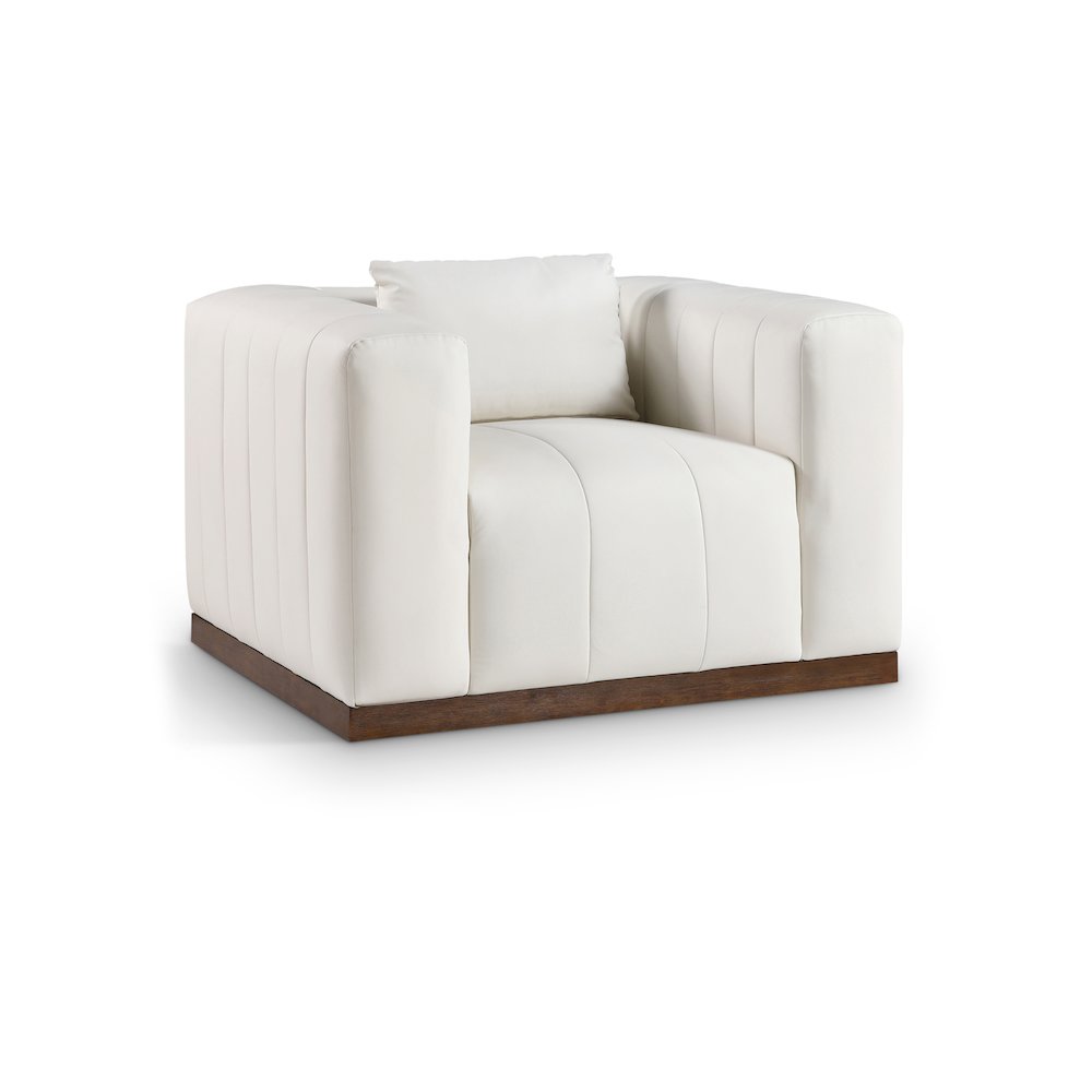 Mallina Cream Vegan Leather Chair. Picture 1