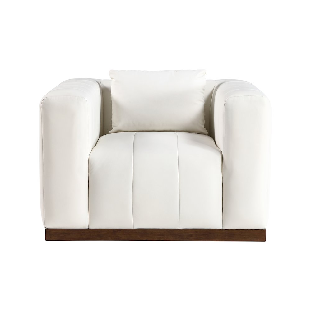 Mallina Cream Vegan Leather Chair. Picture 2