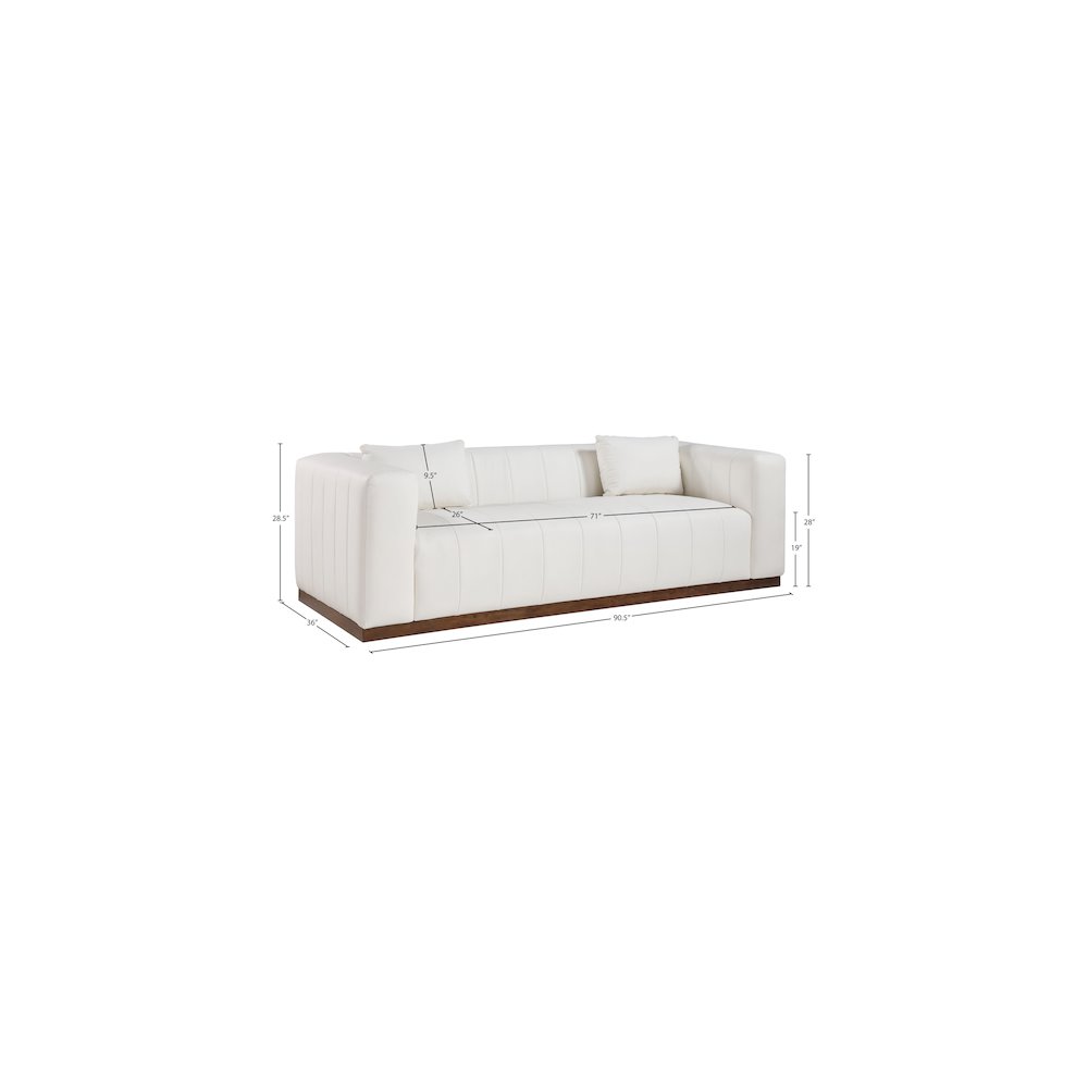 Mallina Cream Vegan Leather Sofa. Picture 7