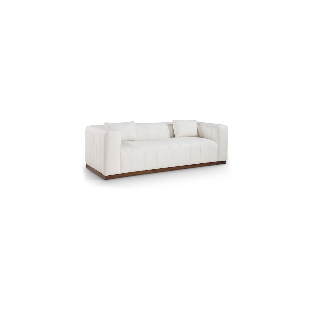 Mallina Cream Vegan Leather Sofa. Picture 1