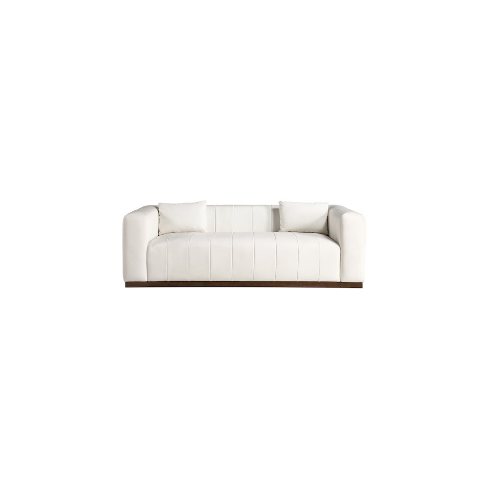Mallina Cream Vegan Leather Sofa. Picture 2