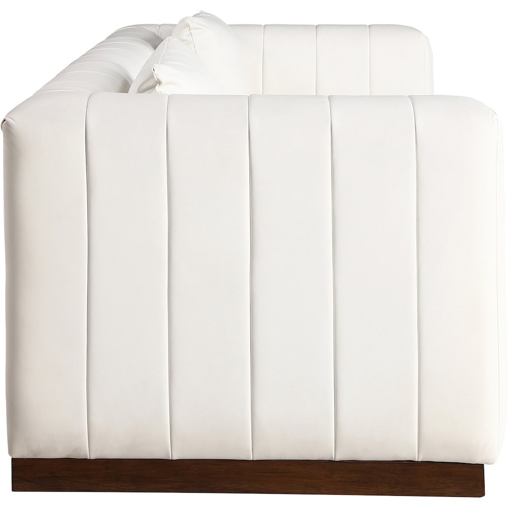 Mallina Cream Vegan Leather Sofa. Picture 3