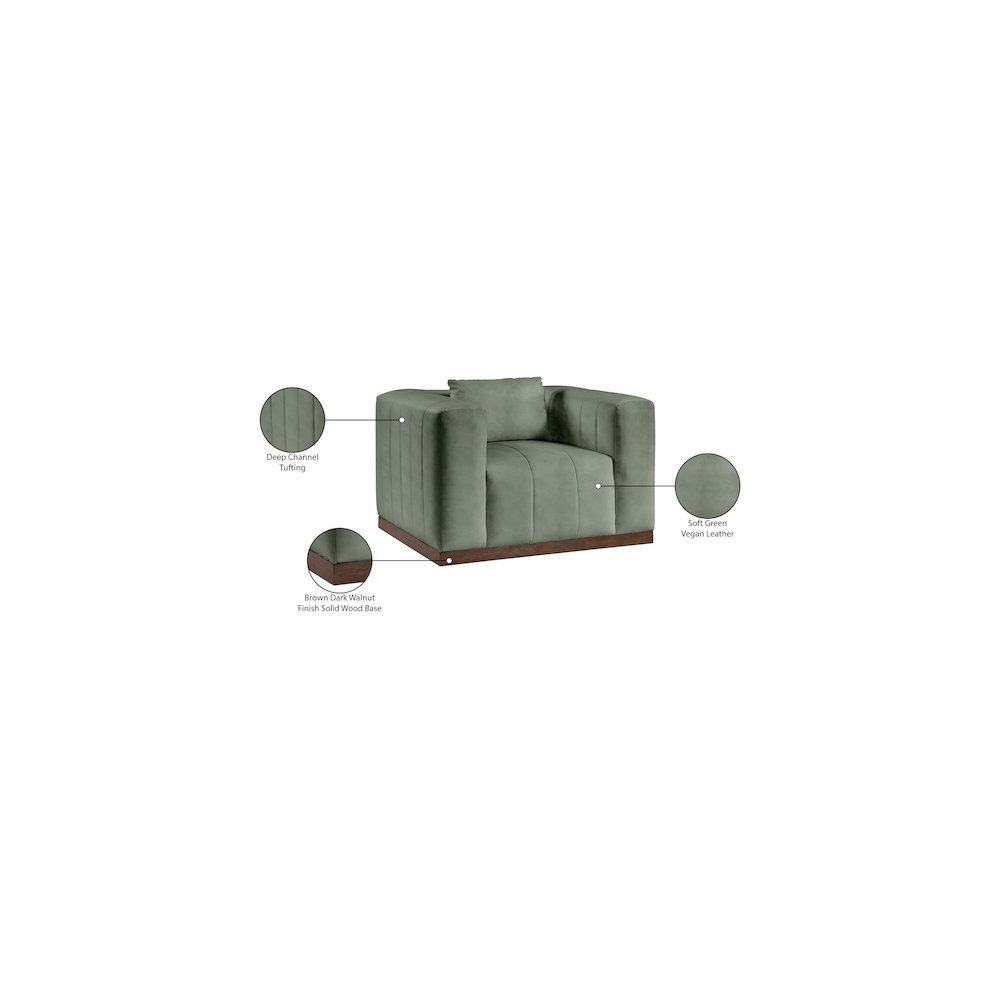 Mallina Green Vegan Leather Chair. Picture 8
