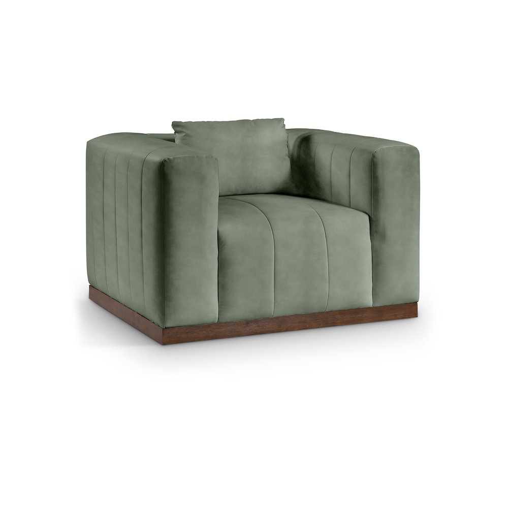 Mallina Green Vegan Leather Chair. Picture 1