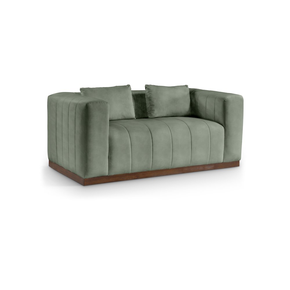 Mallina Green Vegan Leather Loveseat. Picture 1