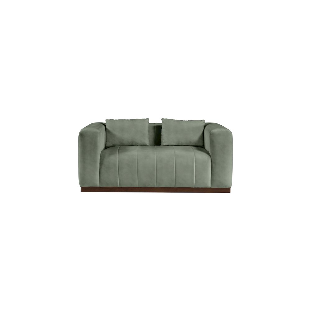 Mallina Green Vegan Leather Loveseat. Picture 3