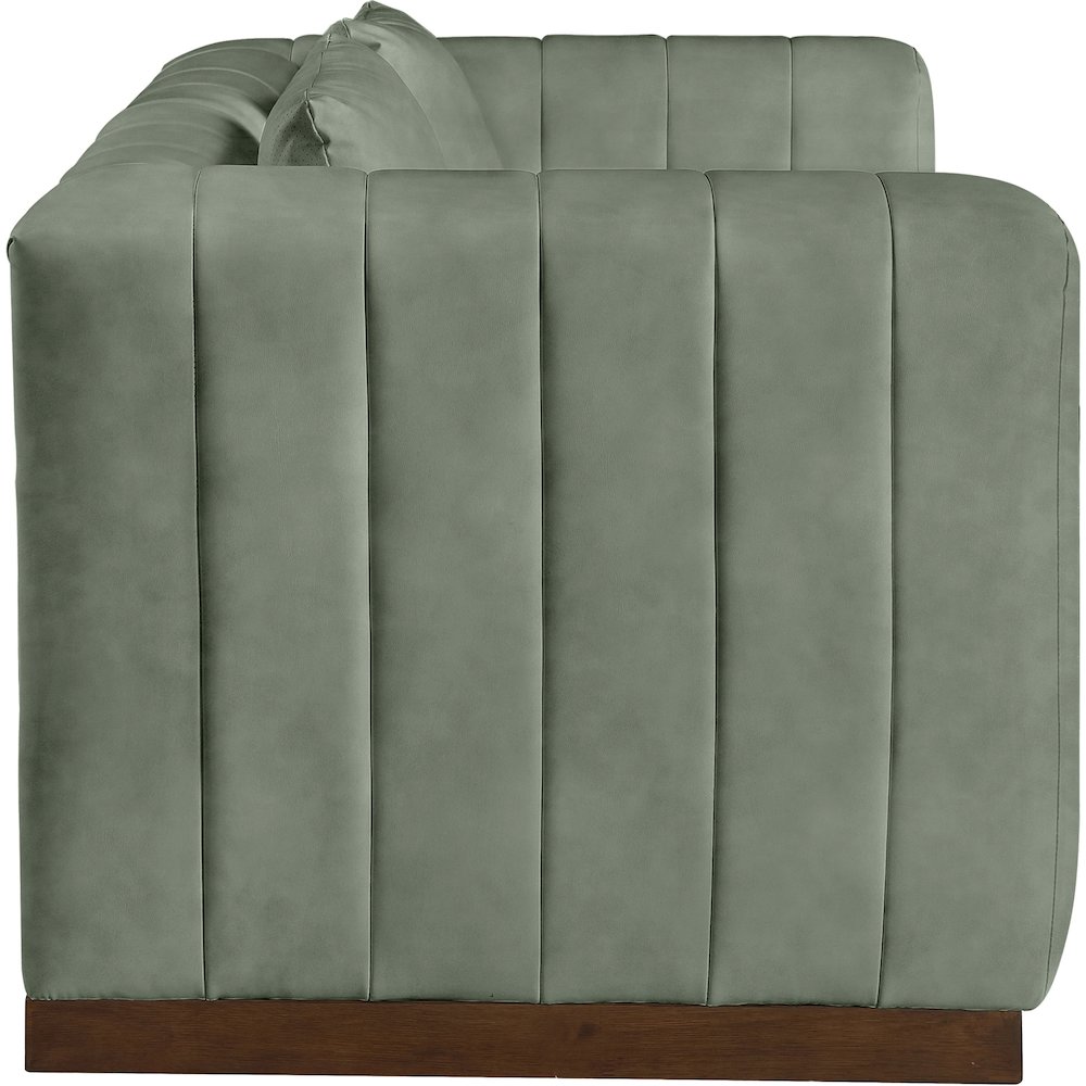 Mallina Green Vegan Leather Loveseat. Picture 4
