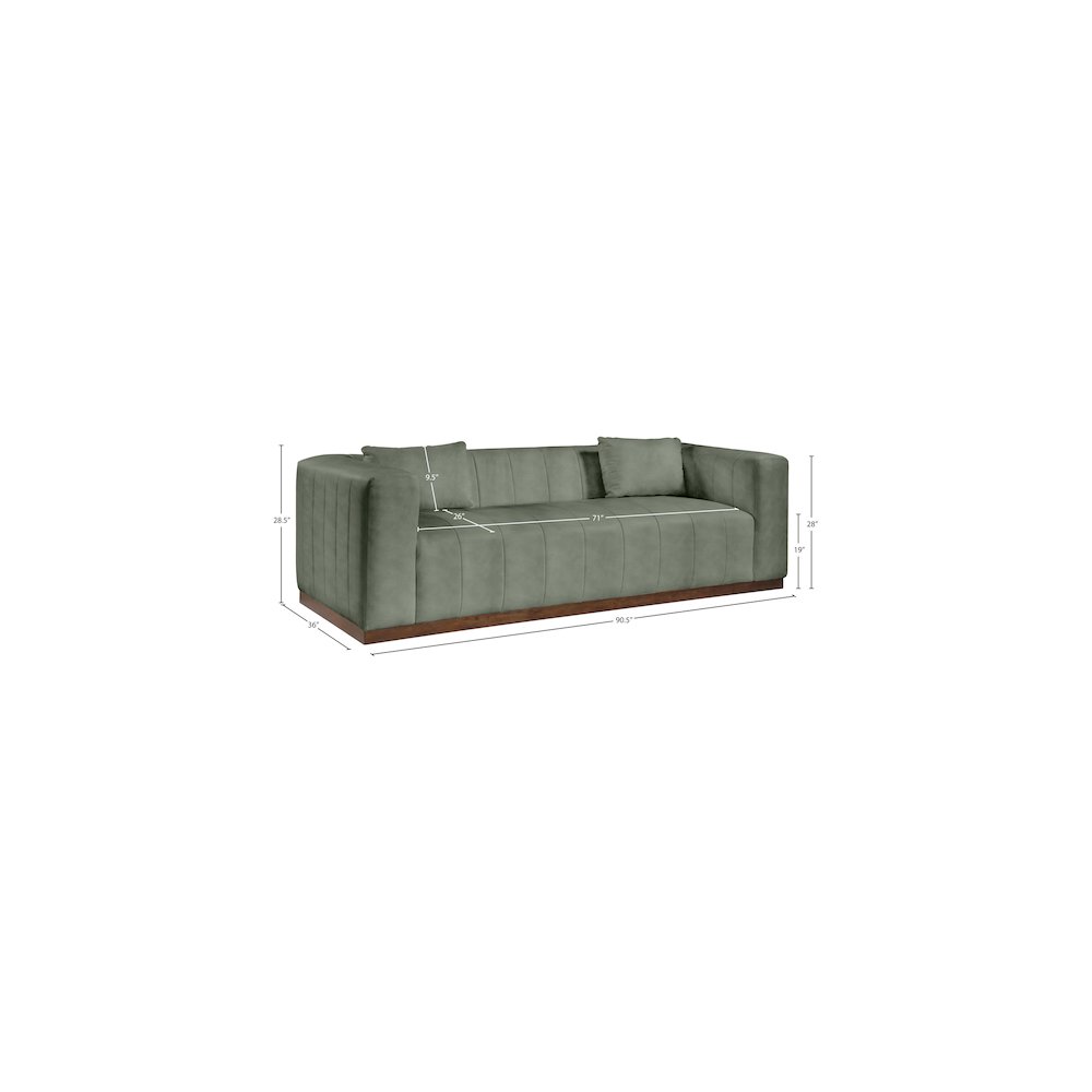 Mallina Green Vegan Leather Sofa. Picture 7
