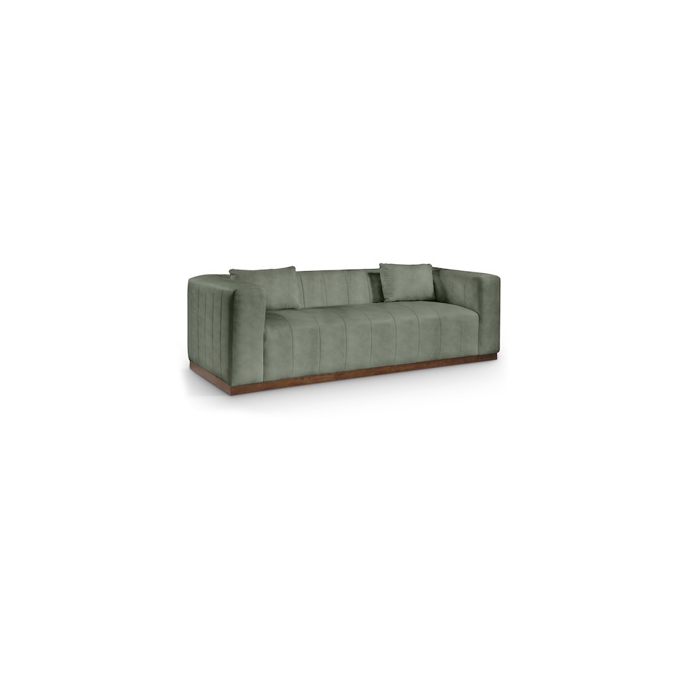 Mallina Green Vegan Leather Sofa. Picture 1