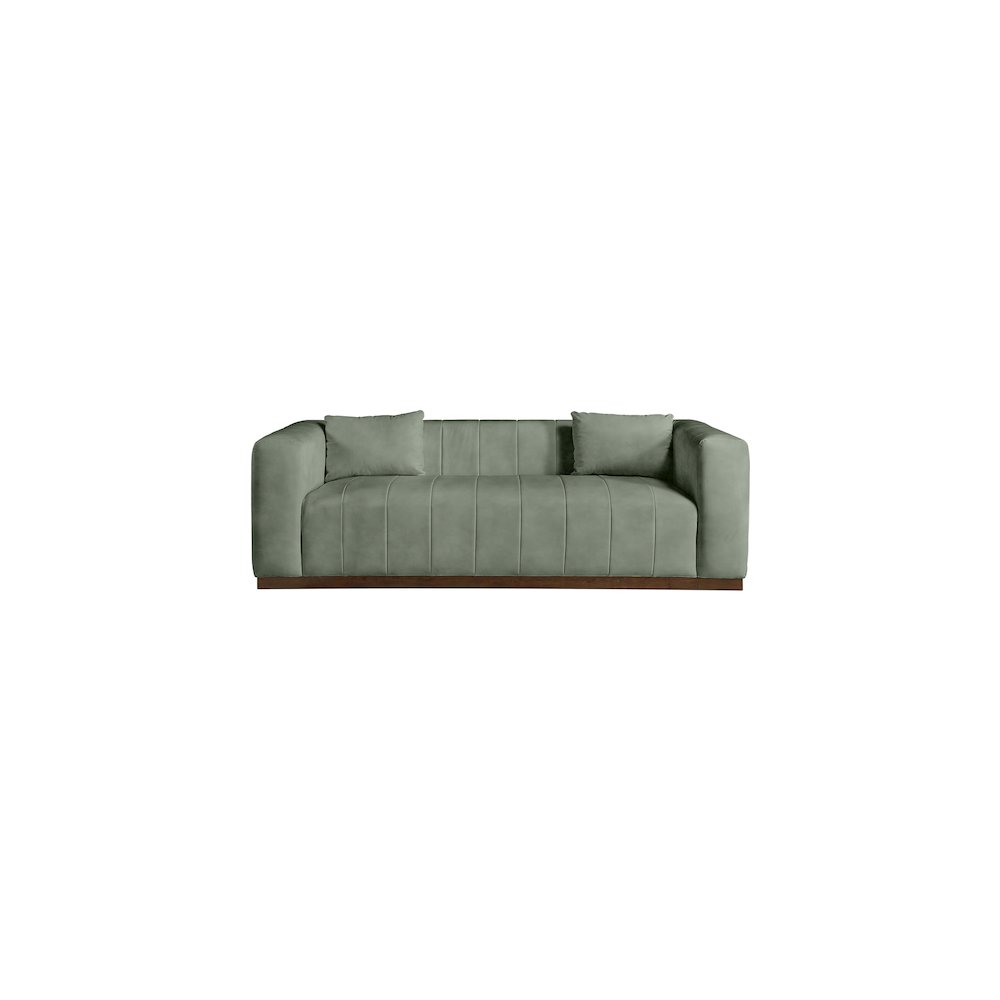 Mallina Green Vegan Leather Sofa. Picture 3