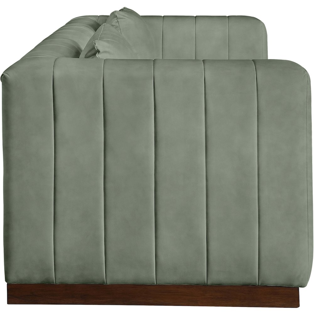 Mallina Green Vegan Leather Sofa. Picture 4