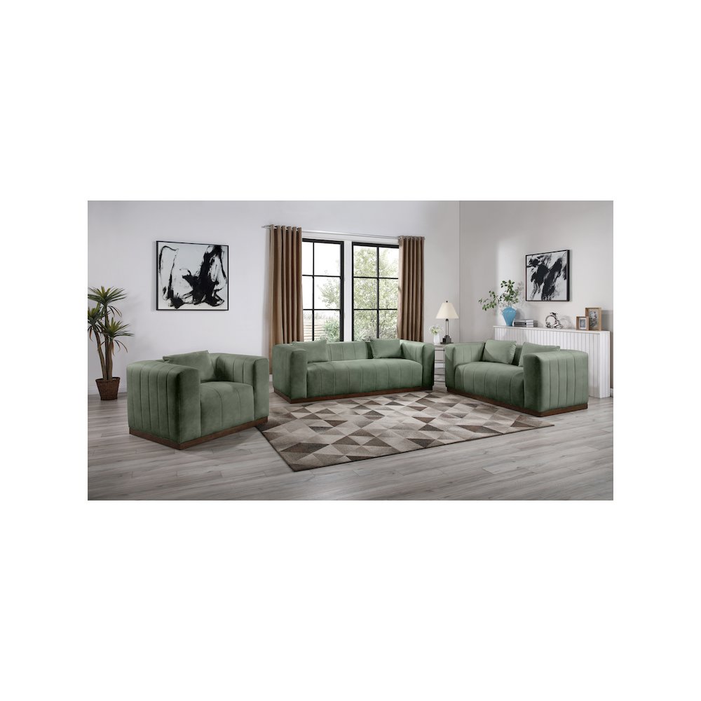 Mallina Green Vegan Leather Sofa. Picture 6